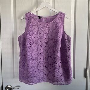 Talbots Womens Orchid Purple Eyelet Rounded Neck Sleeveless Top Size 16WP